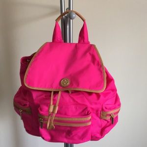 Pink Tory Burch book bag